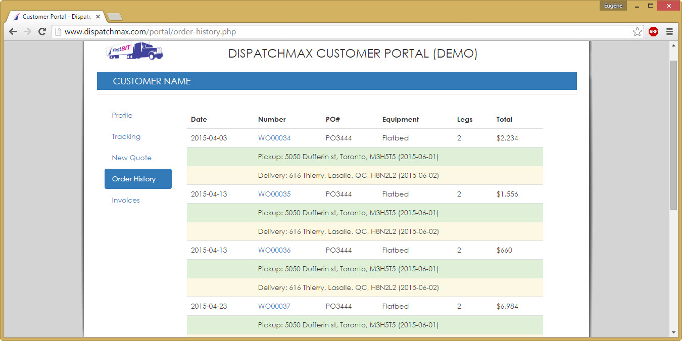 DispatchMax B2B capabilities